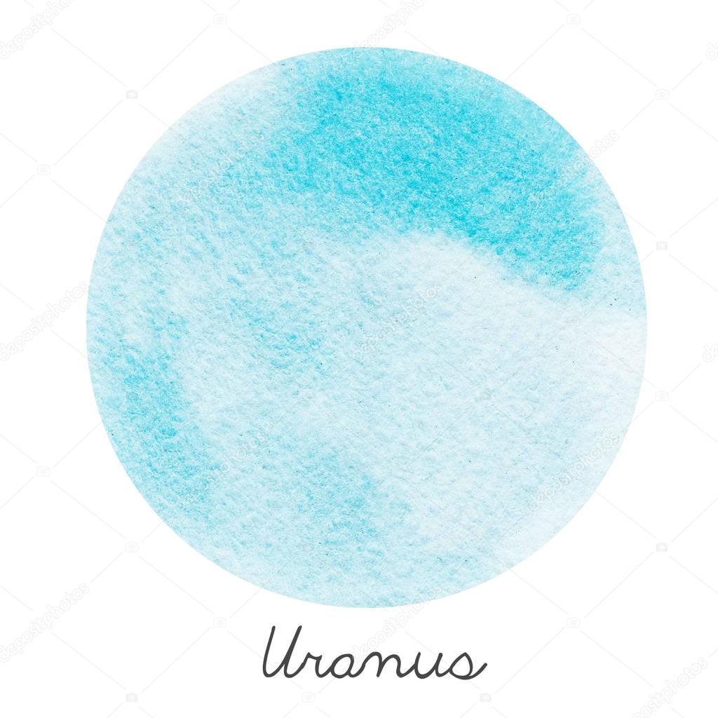 Watercolor Uranus planet illustration