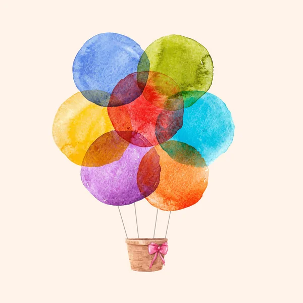 Aquarel regenboog vector lucht baloons — Stockvector