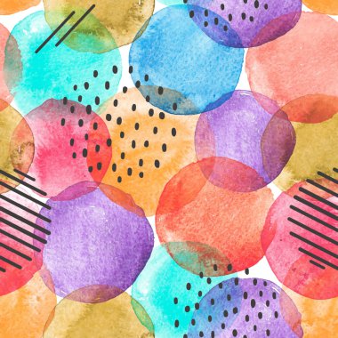 Sulu boya gökkuşağı noktalar vektör desen