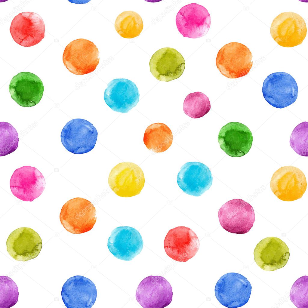 Watercolor rainbow spots vector pattern
