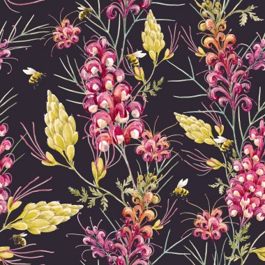 Suluboya Avustralya grevillea desen