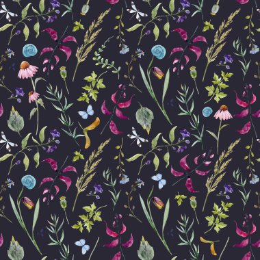 Suluboya bahar çiçek vektör desen