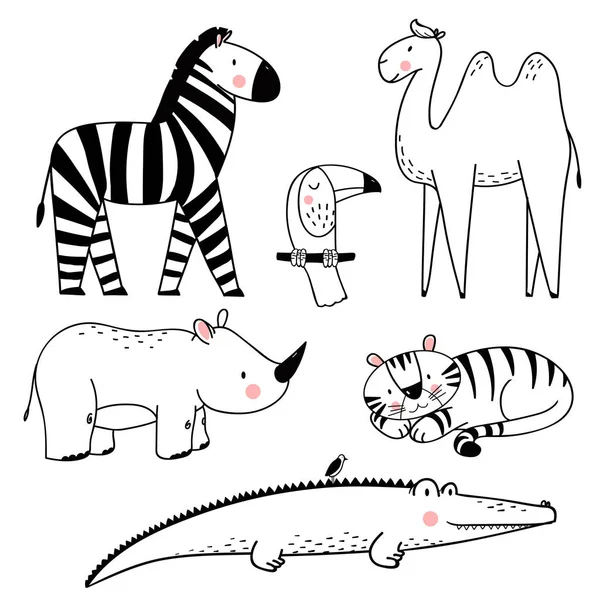 Ensemble vectoriel animaux Safari — Image vectorielle