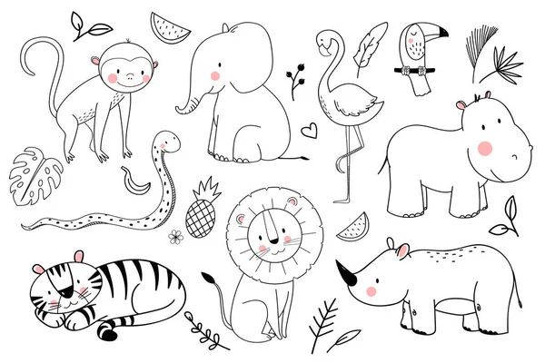 Ensemble vectoriel animaux Safari — Image vectorielle