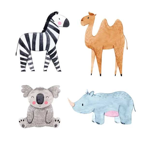 Conjunto de vetor animal aquarela — Vetor de Stock