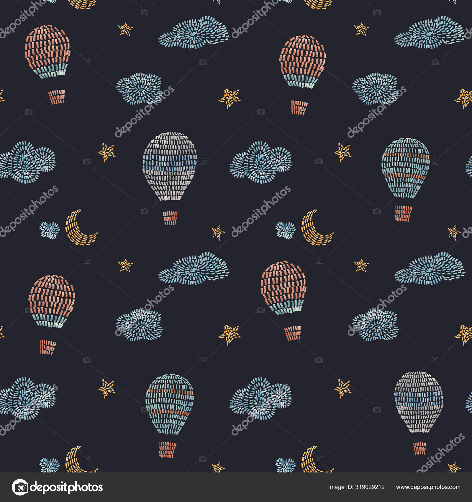 Watercolor Seamless Pattern With Air Baloons Sky Clouds Stars In Cute Baby Stitch Embroidery Style Ready Print For Wallpapers In Childroom Stock Photo Image By C Zeninaasya Watercolor Seamless Pattern With Air Baloons Sky Clouds Stars In Cute Baby Stitch Embroidery Style Ready Print For Wallpapers In Childroom Stock Photo Image By C Zeninaasya