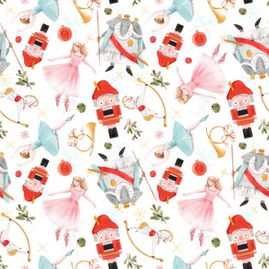 Suluboya noel fındıkkıranı peri masalı kusursuz desen