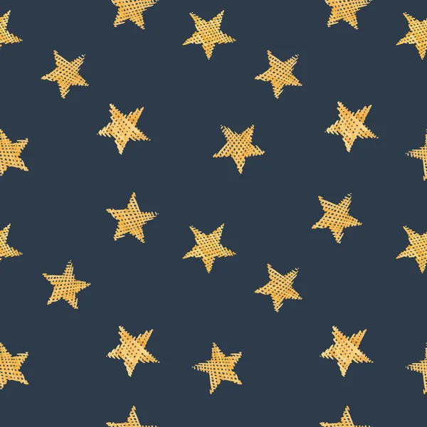 Beautiful vector seamless pattern with watercolor hand drawn stars. Starry sky. Stock Illustration. — Stock Vector