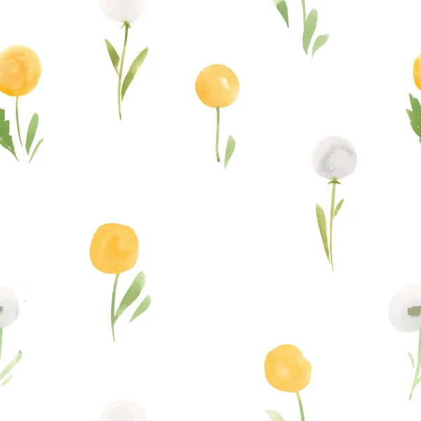 Beau vecteur floral d'été motif sans couture avec aquarelle dessinée à la main des fleurs abstraites de champ. Illustration de stock . — Image vectorielle
