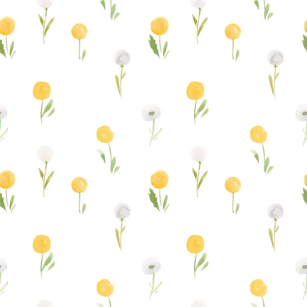 Mooie vector bloemen zomer naadloos patroon met aquarel hand getrokken veld abstracte bloemen. Voorraadillustratie. — Stockvector