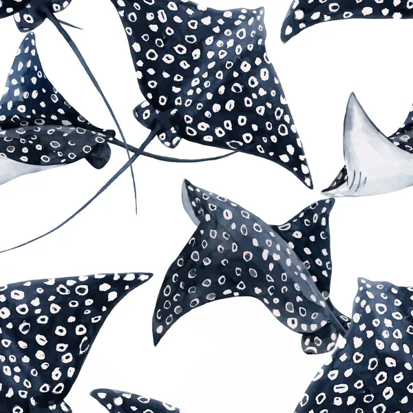 Schöne nahtlose Muster mit Aquarell handgezeichneten Rampenfischen. Archivbild. — Stockvektor