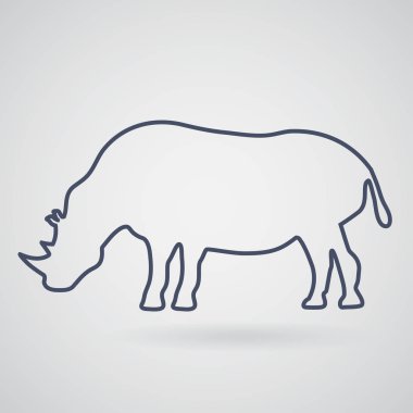 Silhouette of rhino on a light gray background. Under rhino gray clipart