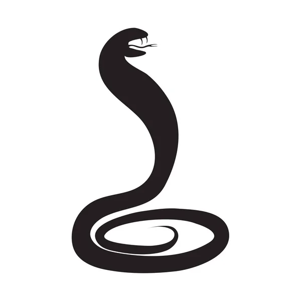 Silhouette einer Schlange, eine Kobra, die auf einem weißen B zu stehen droht — Stockvektor