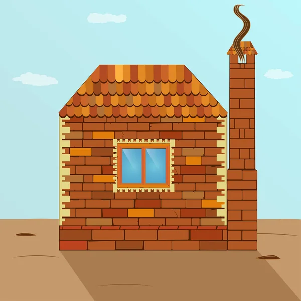 Fábrica de ladrillo fuma pipas, la contaminación vierte a través de una