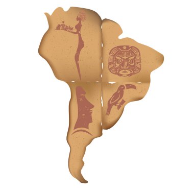 Yanık hurda kağıt üzerinde Güney Amerika Haritası. S olabilir