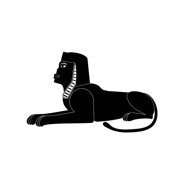 Чорний і білий силует стародавньої єгипетської Сфінкса в на — стоковий вектор
