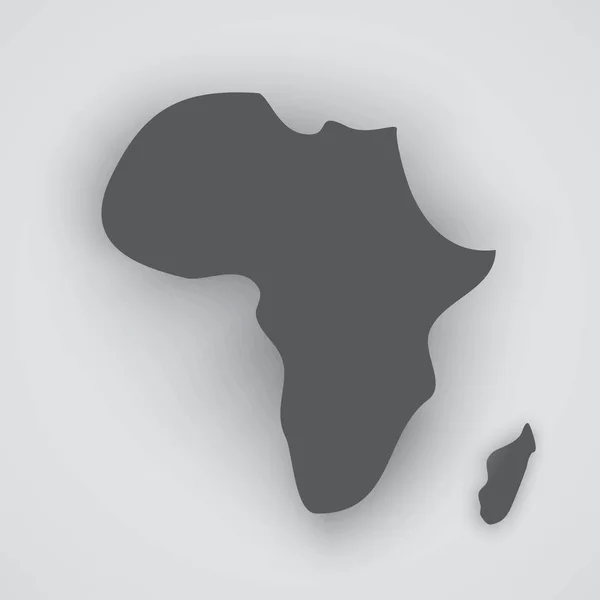 Silhouette grise d'Afrique et de Madagascar aux ombres — Image vectorielle