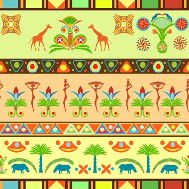 Mısır ve geleneksel Afrika St renkli seamless modeli