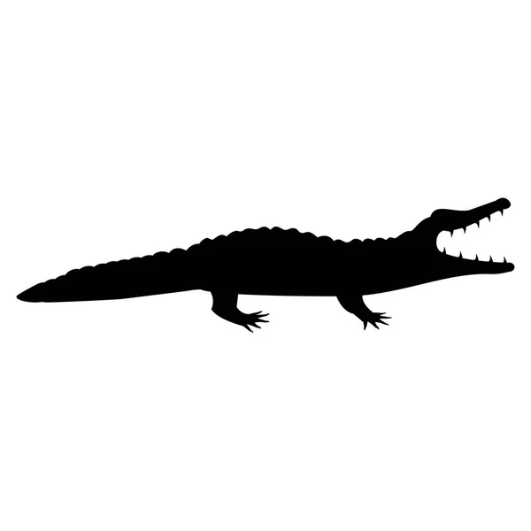Силуэт крокодила с открытым зубастым ртом — стоковый вектор