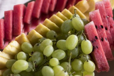 bazı parçalar, karpuz, üzüm ve kavun taze closeup