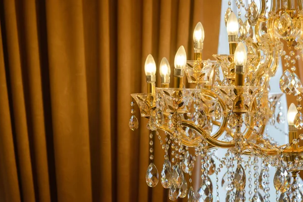 Close-up chrystal chandelier with copy space — Stock Photo, Image