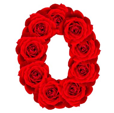 Kırmızı güller numaraları bloom kırmızı gül beyaz arka plan üzerinde izole yapılmış 1