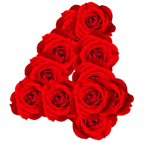 Red Roses numbers 1 made from bloom red rose isolated on white background — Stock Photo, Image