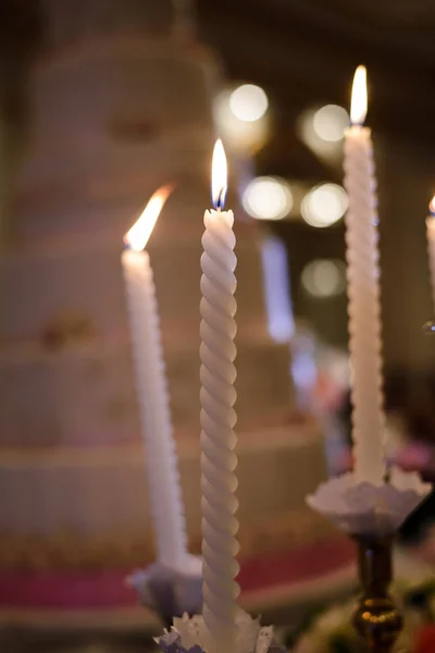 Kaars voor de ceremonie van het huwelijk in bruiloft deel — Stockfoto