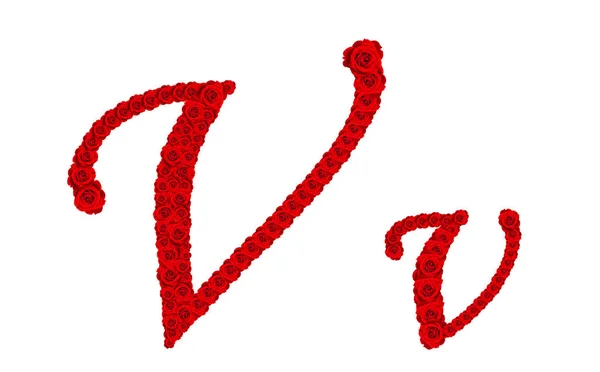 Gül alfabesi - alfabesi harfidir kırmızı gül çiçekleri yapılan L — Stok fotoğraf