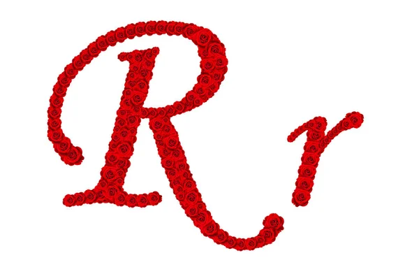 Rose alphabet - Alphabet letter R and r made from red rose bloss — Stock Photo, Image