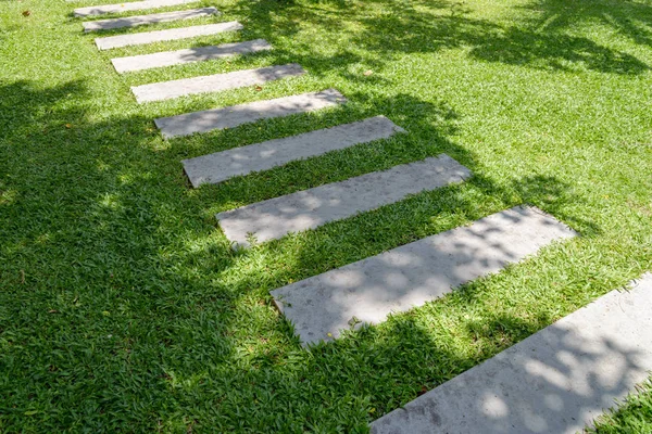 Square block walk way in garden — Stock Photo, Image