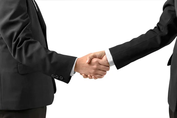 Podnikatel a podnikatelka handshake izolovaných na bílém pozadí s ořezovou cestou - obchodní koncept — Stock fotografie