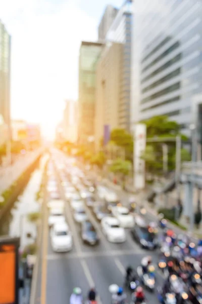 Abstract blurred of cars stop and waiting for the green light signal in Bangkok city, Thailand — Stock Photo, Image