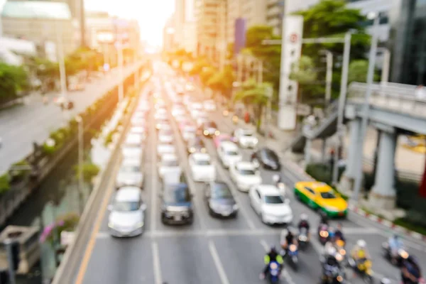 Abstract blurred of cars stop and waiting for the green light signal in Bangkok city, Thailand — Stock Photo, Image