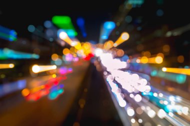 Bokeh şehir gece lambası - cityscape arka plan soyut