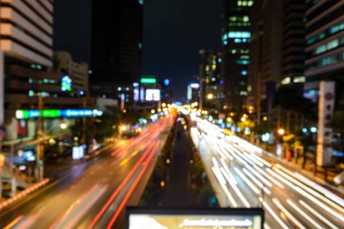 Bokeh şehir gece lambası - cityscape arka plan soyut