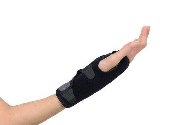 kadın el bilek ateli sağ el üzerinde beyaz ba izole için ile