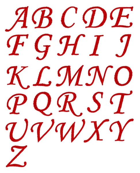 玫瑰字母-英文字母表由红色玫瑰花在白色背景与修剪路径 — 图库照片