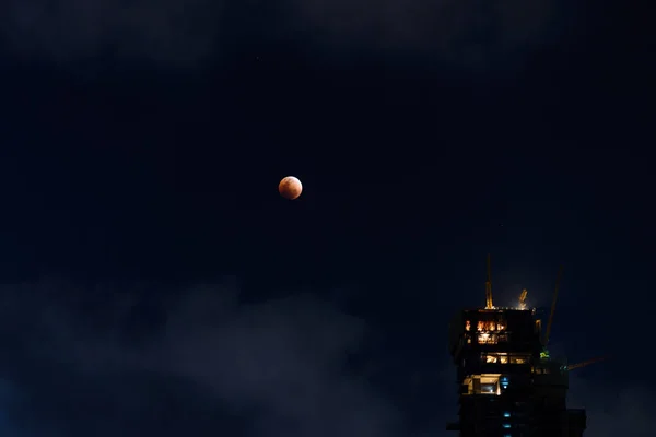 Eclipse Lunaire Super Blue Blood Moon Eclipse Bangkok City Thaïlande — Photo