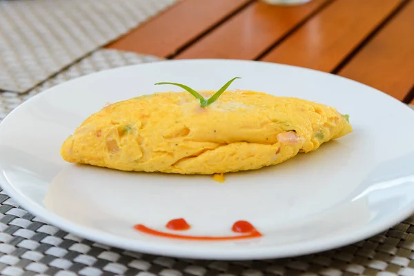 Breakfast Omelette White Dish — Stock Photo, Image