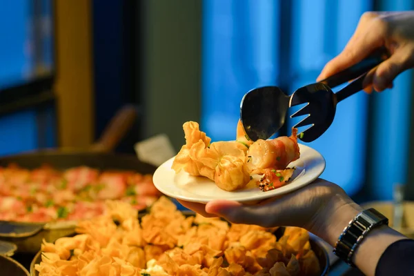 Jantar Buffet Festa Comida Bebida Tudo Que Você Pode Comer — Fotografia de Stock