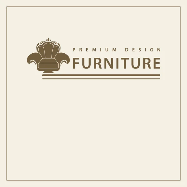 Шаблон логотипа мебели. роскошный универсальный премиальный дизайн. Символ внутреннего логотипа. Стилистическая линия стула. Знак кресла для вашего бизнеса. Векторная иллюстрация — стоковый вектор