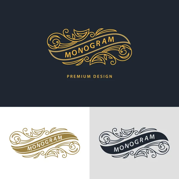 Monogram elementów projektu, szablon wdzięku. Projektowanie logo sztuki kaligrafii eleganckiej linii. Ramki godło znak dla Royalty, wizytówki, Boutique, Hotel, Heraldic, wino, biżuteria. Ilustracja wektorowa — Wektor stockowy