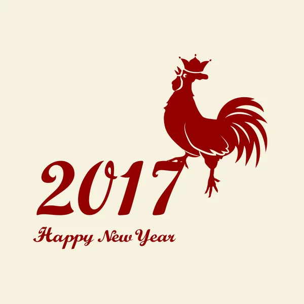 수 탉의 2017 중국 새 해입니다. 붉은 수 탉의 실루엣입니다. 조디악 기호입니다. 디자인 인사말 카드 및 초대장, 브로셔, 전단에 대 한 요소입니다. 벡터 일러스트 레이 션 — 스톡 벡터