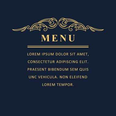 Çizgi grafik monogram. Zarif sanat logo tasarımı. Amblem. Zarif şablonu. İş işareti, kimlik için Restoran Menü, telif, butik, kafe, otel, Heraldic, takı, moda. Vektör öğeleri