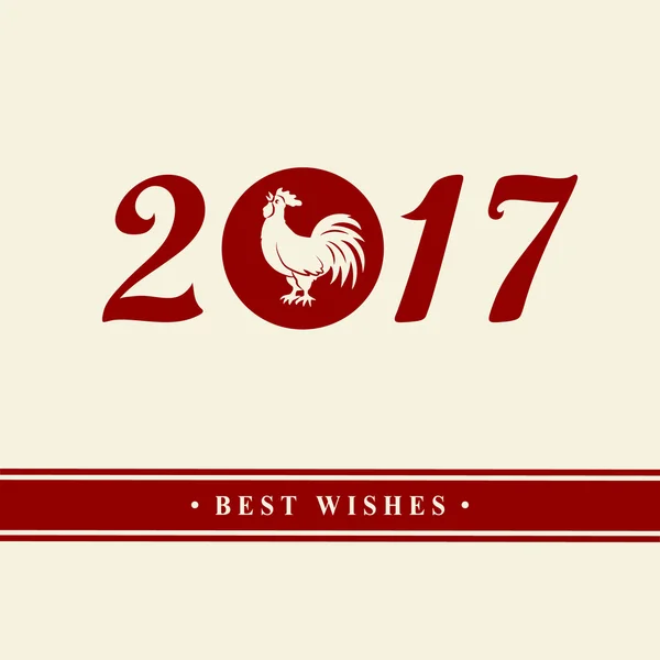 2017 Capodanno cinese del Gallo. Silhouette di cazzo rosso. Il simbolo zodiacale. Elementi di design biglietto di auguri e invito, brochure, volantino. Illustrazione vettoriale — Vettoriale Stock