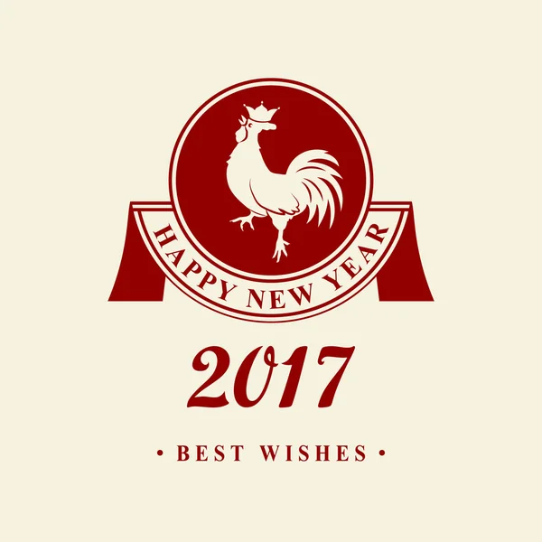 2017 Capodanno cinese del Gallo. Silhouette di cazzo rosso con corona. Il simbolo zodiacale. Elementi di design biglietto di auguri e invito, brochure, volantino. Illustrazione vettoriale — Vettoriale Stock