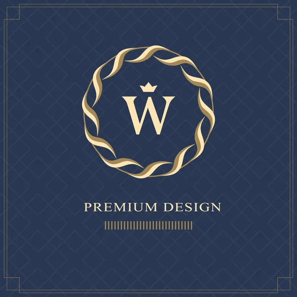 Emblem of the weaving circle. Monogram design elements, graceful template. Simple logo design Letter W for Royalty, business card, Boutique, Hotel, Heraldic, Web design, Jewelry. Vector illustration — Stock Vector