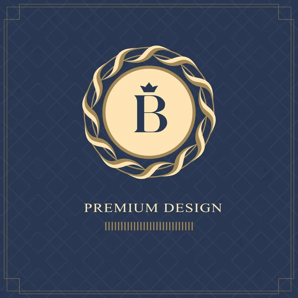 Emblem of the weaving circle. Monogram design elements, graceful template. Simple logo design Letter B for Royalty, business card, Boutique, Hotel, Heraldic, Web design, Jewelry. Vector illustration — Stock Vector