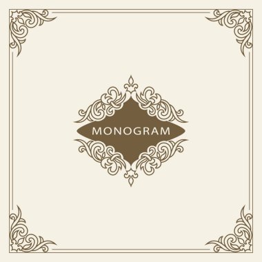 Vintage süsleme tebrik kartı vektör şablonu. Retro lüks davetiye, Kraliyet sertifika. Çerçeve gelişir. Vektör arka plan